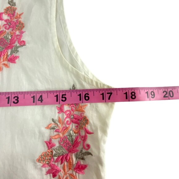 ASEESA Women Embroidered Floral Dress Sleeveless Knee Length Sz S White 26-5 - Picture 8 of 16